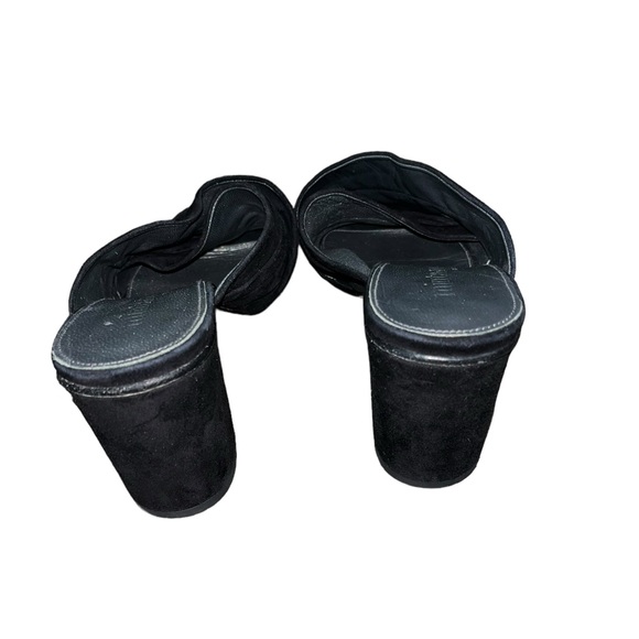 mint & rose Black Suede Leather Block Heel Mule Sandals Size 39 (8.5/9) - Picture 3 of 5